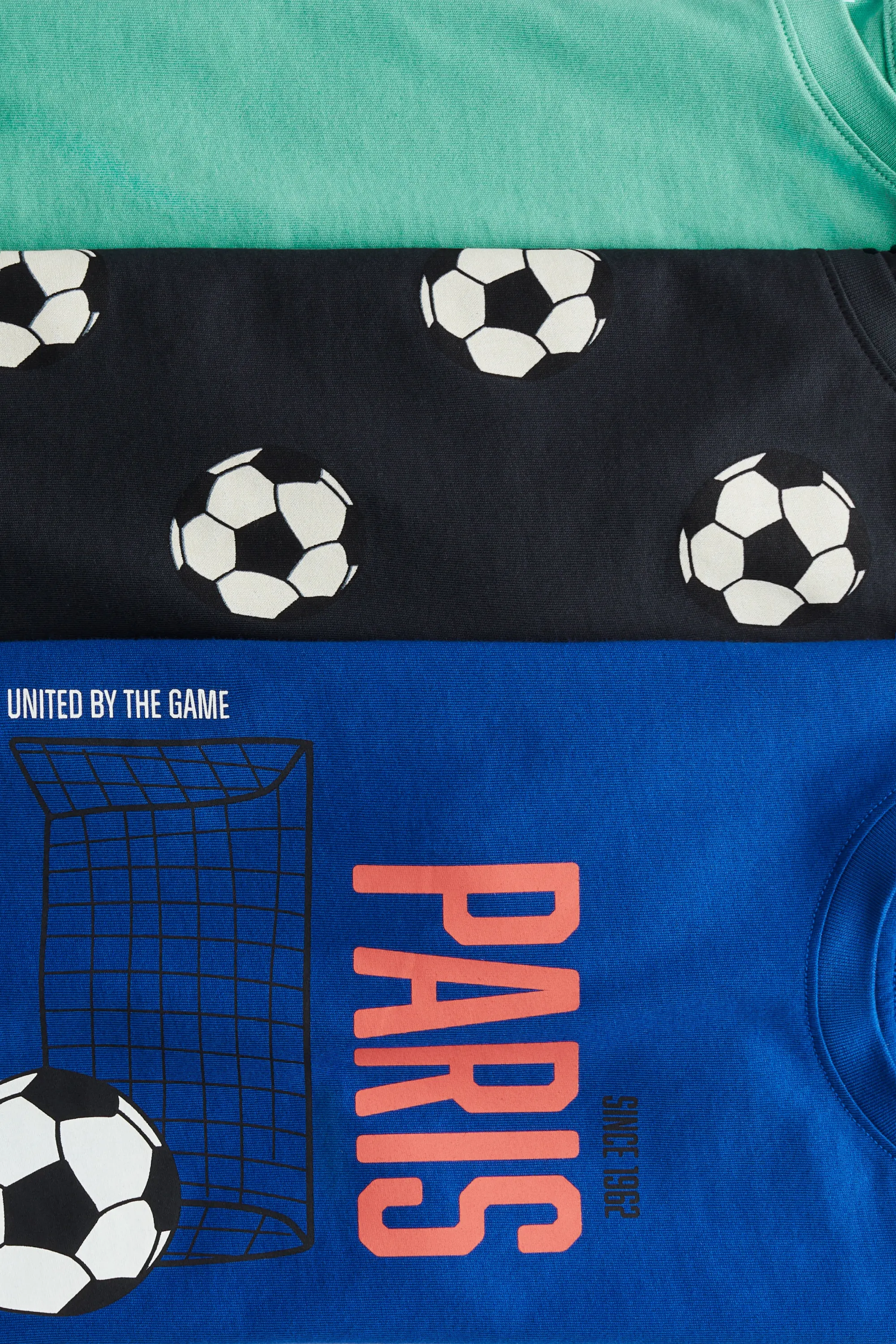 Lot de 3 T-shirts imprimés - Bleu/ballon de football