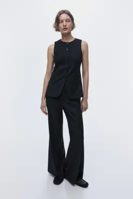 Gilet sans manches long et ajusté - Bleu marine/rayures tennis — photo 1