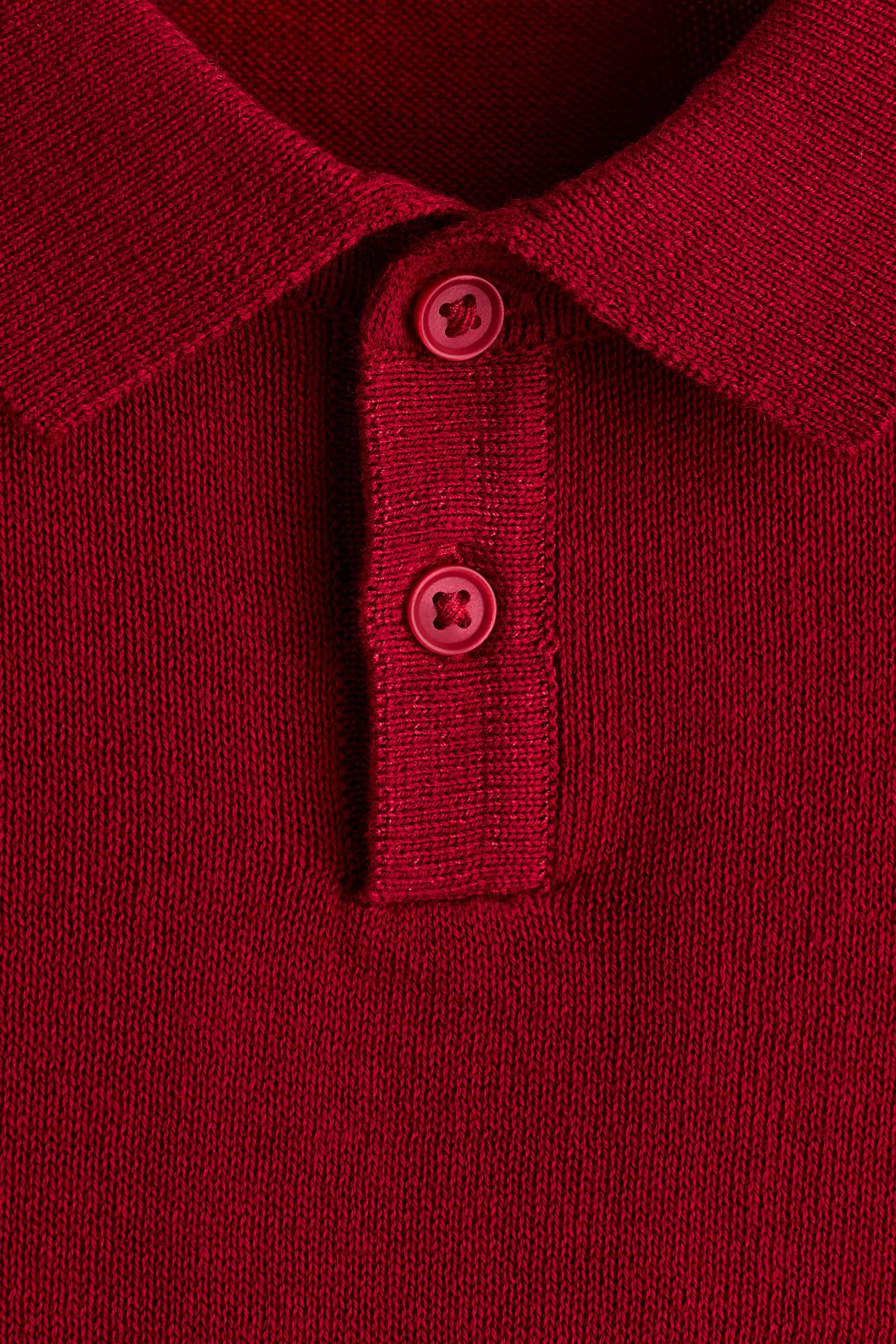 Pull façon polo en coton - Rouge foncé