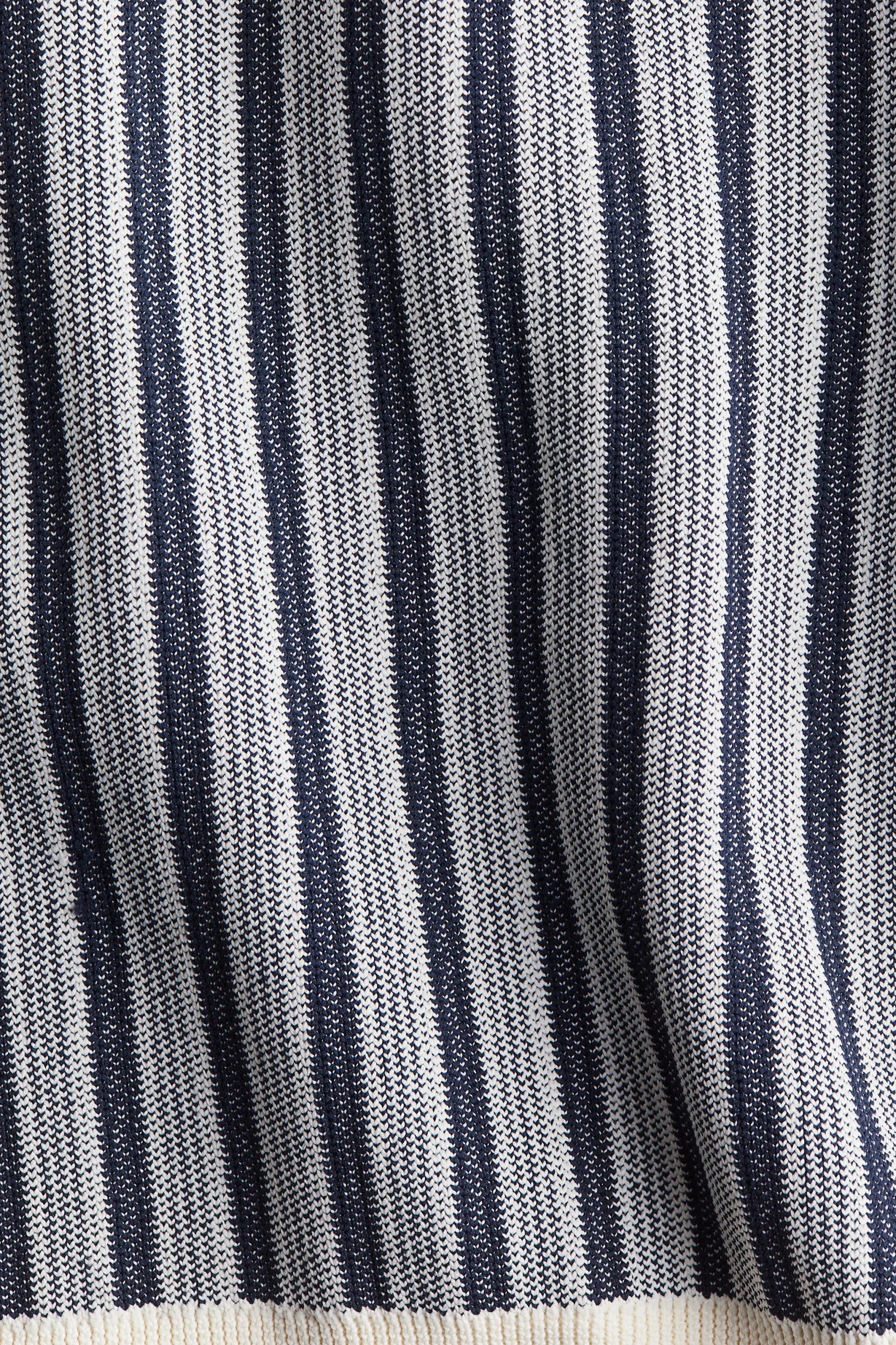 Polo en maille côtelée - Bleu foncé/rayé