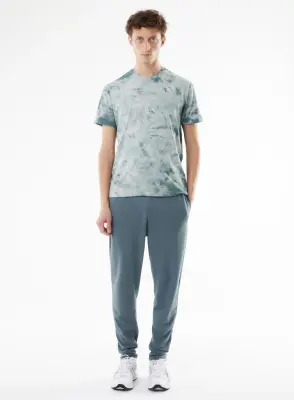 T-shirt Bleu Manches Courtes Col Rond en Coton organique / Elasthanne — photo 5