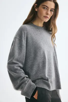 Pull en maille fine de laine cachemire - Gris chiné — photo 4