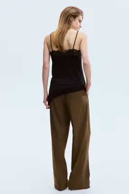 Pantalon avec plis - Vert kaki foncé — photo 3