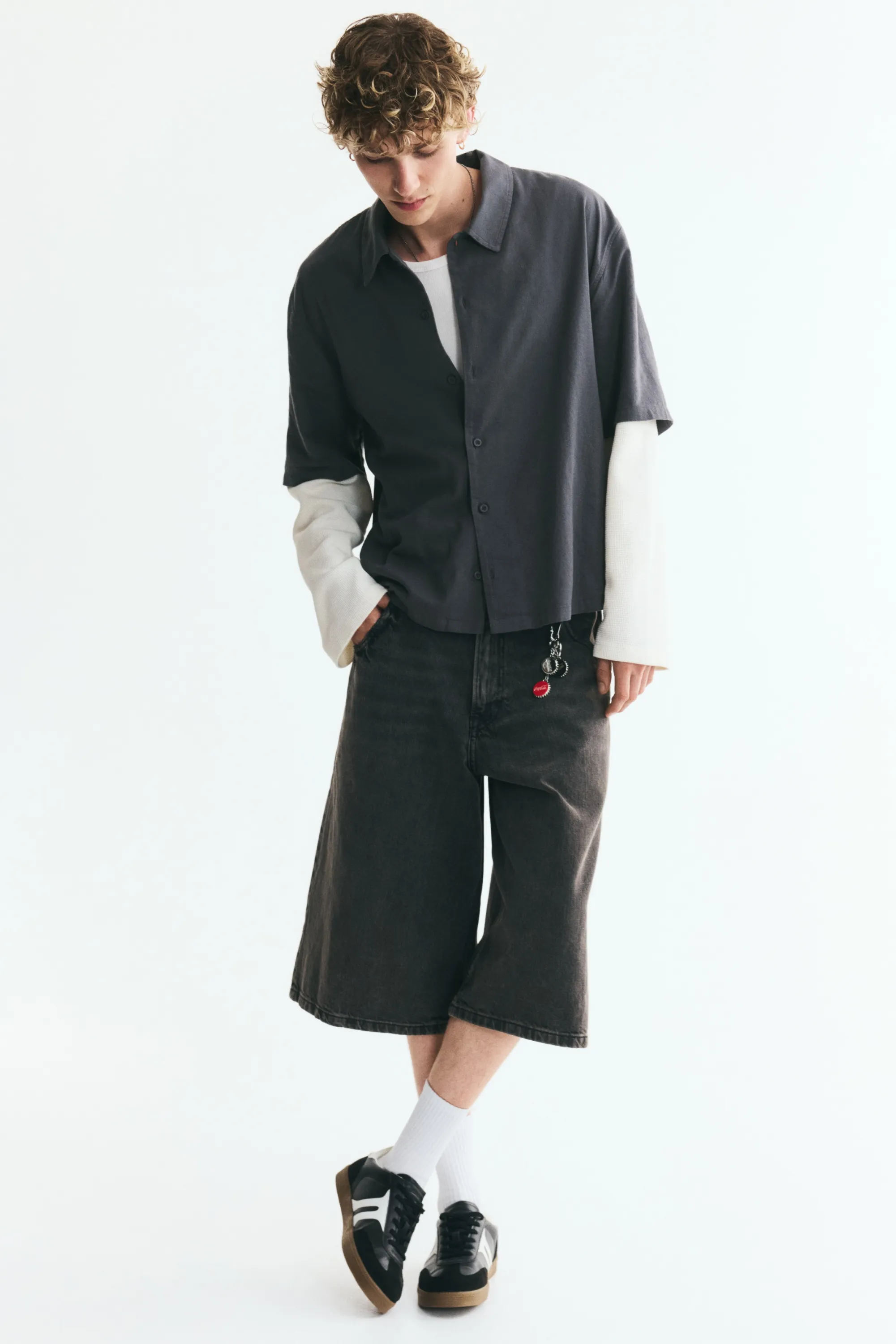 Chemise superposée Relaxed Fit - Gris foncé/color block