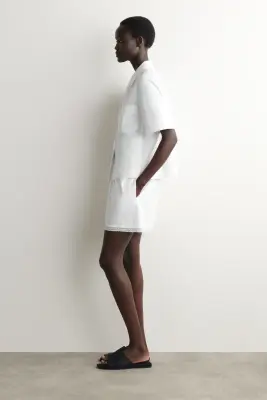CHEMISE RESORT BORDÉE DE DENTELLE - BLANC — photo 1