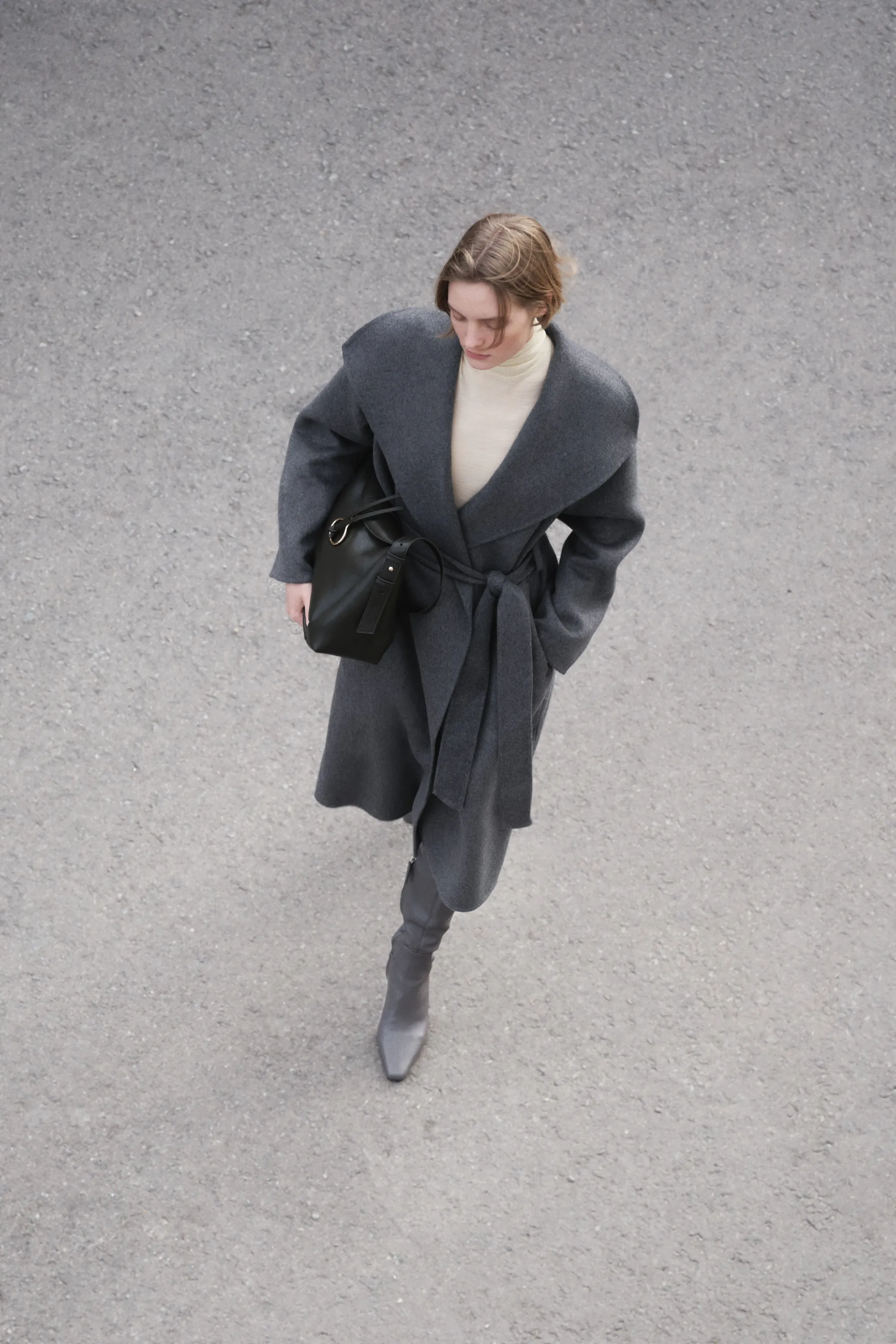 Manteau fait main en laine mélangée - Gris foncé