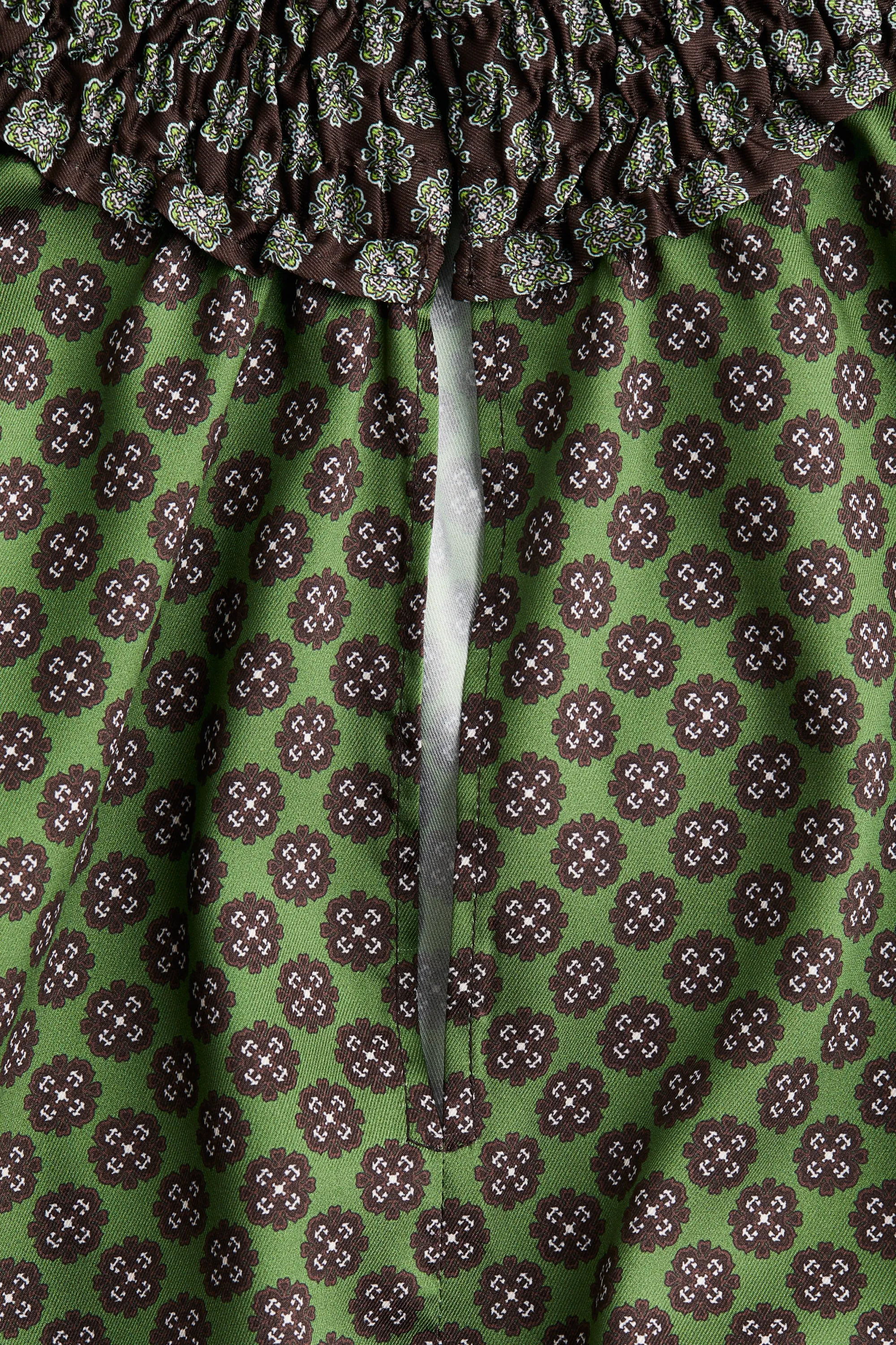 Robe en satin avec ceinture à nouer - Vert/motif