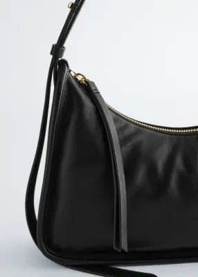 Sac porté épaule en cuir - Noir — photo 3