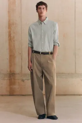 PANTALON BARREL WORKWEAR DÉCONTRACTÉ EN COTON - SABLE — photo 1