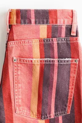 Pantalon en denim de coton - Rose corail/rayé — photo 4
