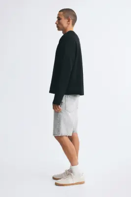 Short Relaxed en denim - Gris denim clair — photo 4