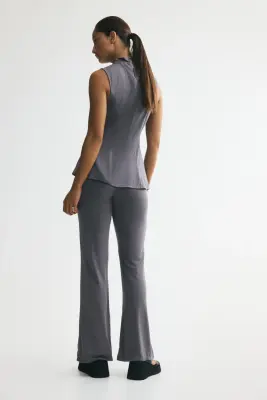Pantalon évasé en modal mélangé - Gris foncé — photo 2