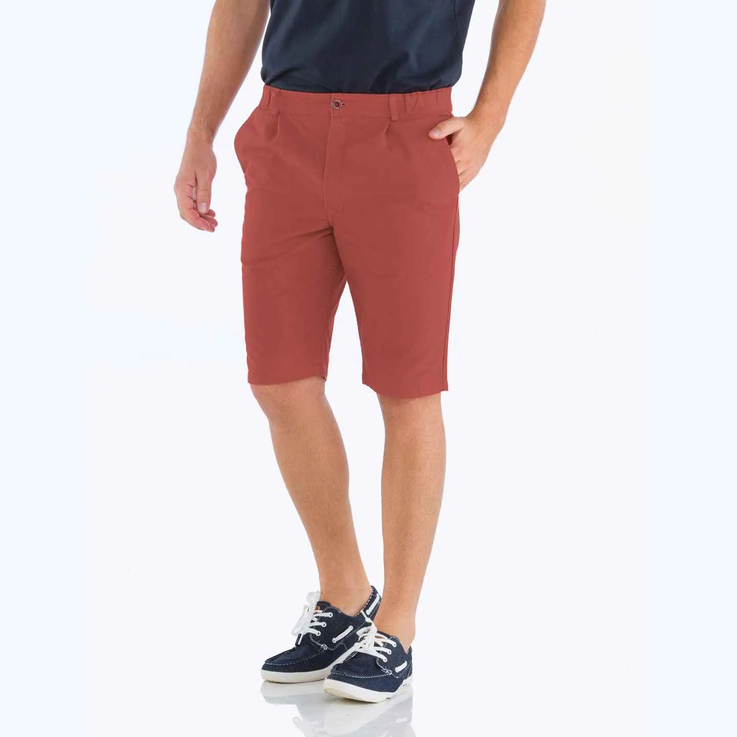 Bernicle, Bermuda en toile Bio droit - Toile Brique
