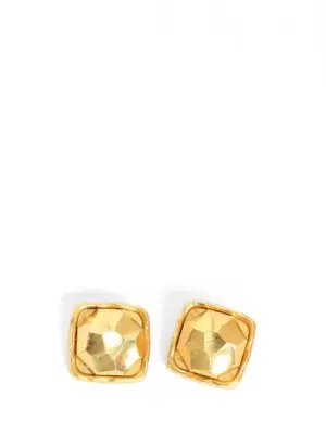 Boucles d’oreilles années 80 carrées en laiton doré — photo 1