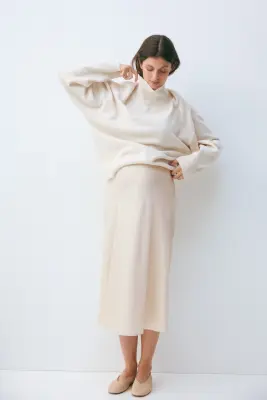 MAMA Slip skirt en satin - Beige clair — photo 3