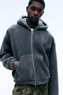 Sweat à capuche en polaire, zip à double sens - Gris foncé — photo 2