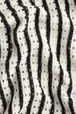 Robe midi en maille ajourée - Noir/rayé — photo 4