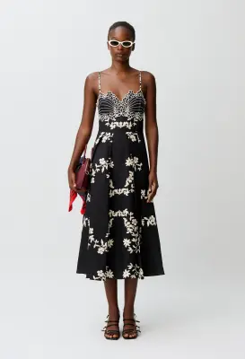 Robe bretelles broderies florales