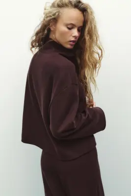Pull loose avec col cheminée - Brun rouille foncé — photo 2
