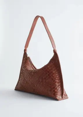 Tote bag en cuir entrelacé - Rouille — photo 2