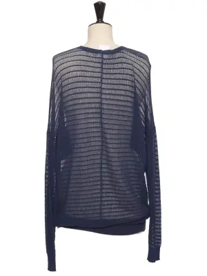 Pull oversize en crêpe de coton bleu marine Prix boutique 660€ Taille 36 à 38 — photo 5