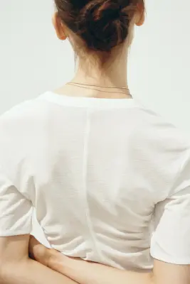 T-shirt à effet drapé - Blanc — photo 3