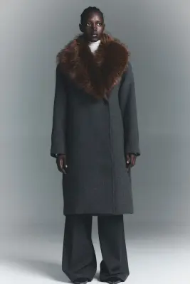 Manteau à fermeture croisée - Gris foncé chiné — photo 1