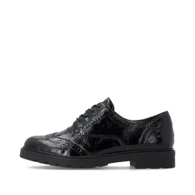 Chaussures à Lacets Remonte D2Q04-02 Noires - Vernis Talon Bloc Grande Pointure Femme — photo 2
