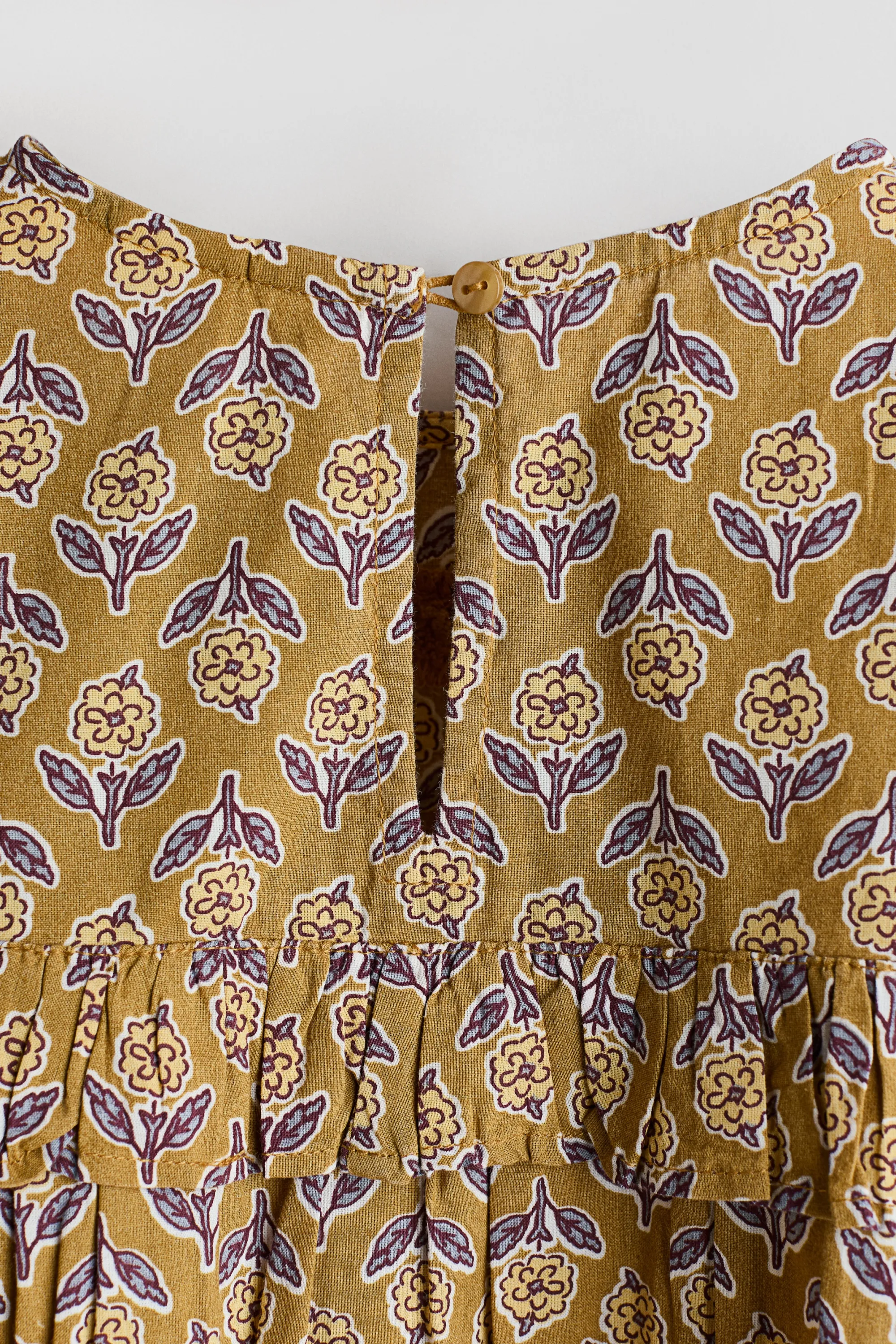 Robe trapèze en coton - Beige/fleuri