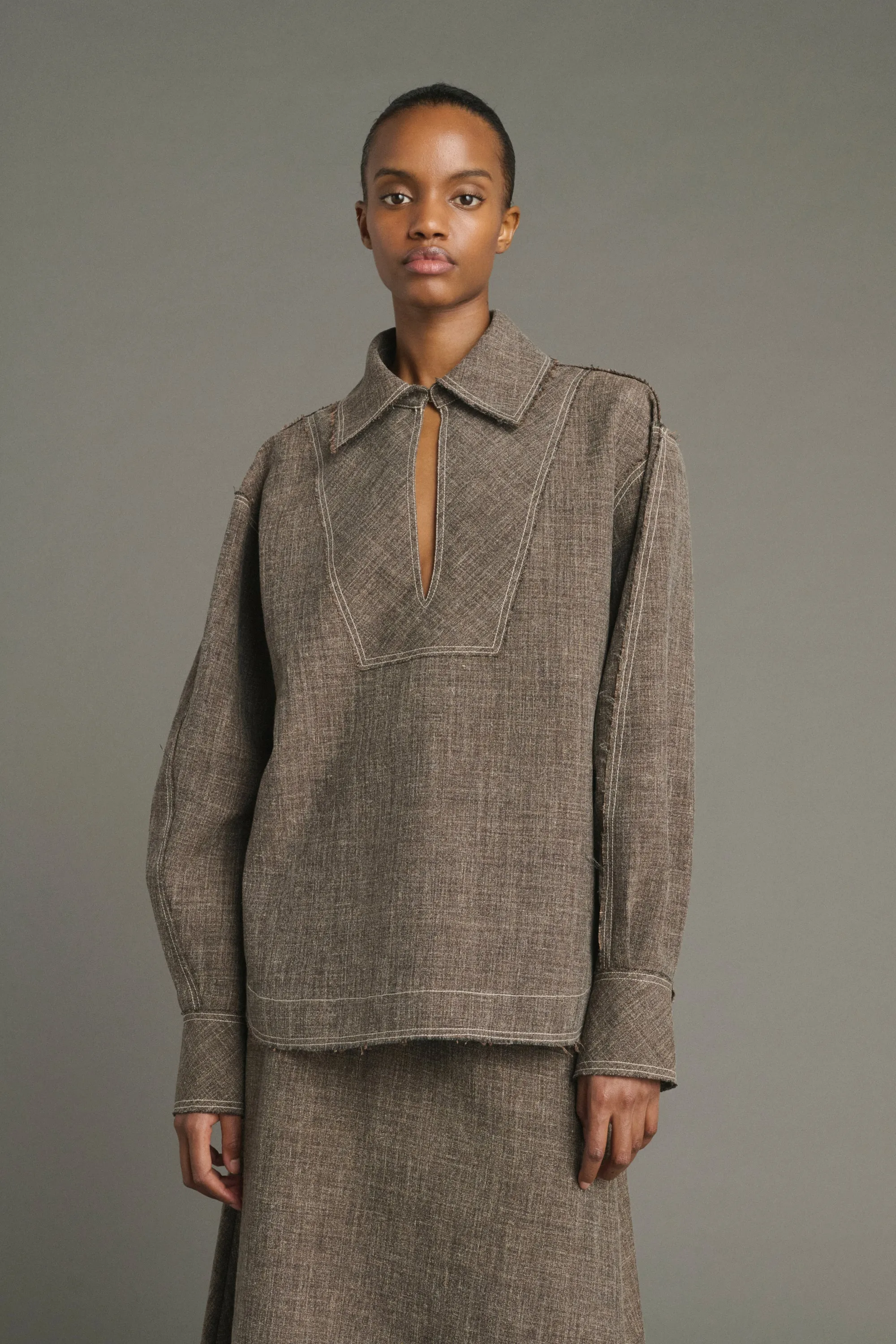 BLOUSE JANA MARRON CHINÉ