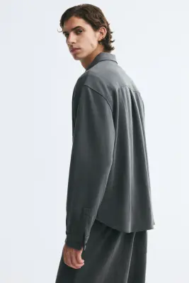 Chemise Relaxed Fit en jersey - Gris foncé — photo 4