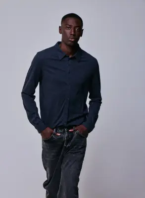 Chemise Noire Chinée Manches Longues en Deluxe Coton — photo 2