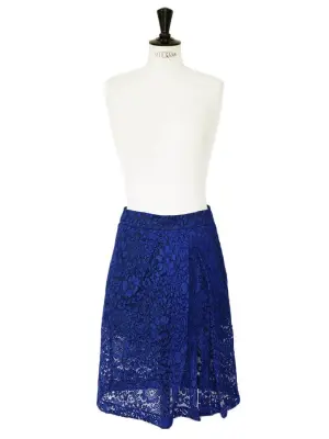 Jupe MIDI LIZZIE en dentelle bleu klein NEUVE Px boutique 435€ Taille 34 — photo 2