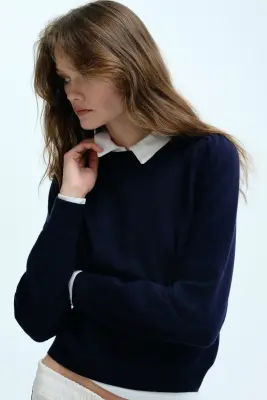 Pull à manches bouffantes - Bleu marine — photo 3