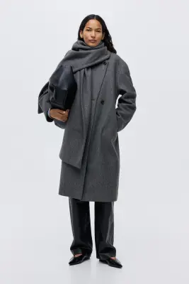 Manteau à écharpe - Gris foncé chiné — photo 4