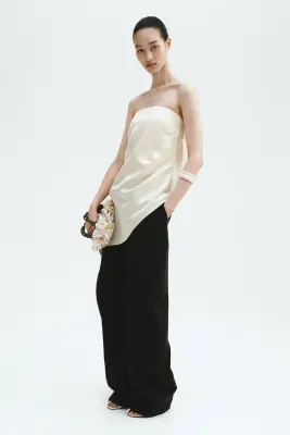 Top bandeau en satin - Crème — photo 2
