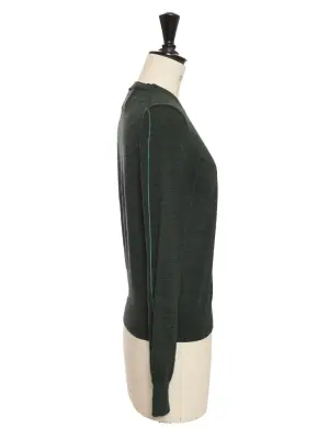 Pull col rond en 100% laine vert foncé Prix boutique 270€ Taille XS — photo 5