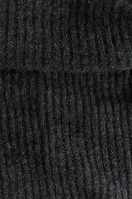 Robe épaules nues en maille côtelée - Gris foncé chiné — photo 4
