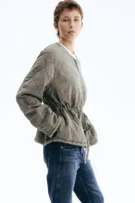 Veste matelassée en twill - Gris — photo 5