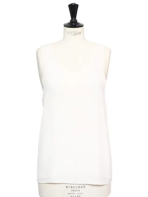 Débardeur ICONIC en crêpe de soie blanc ivoire Px boutique 390€ Taille 40