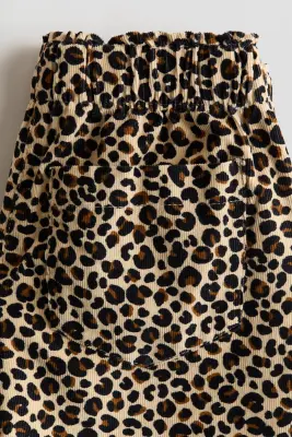 Pantalon jogger en velours côtelé à motif - Beige clair/imprimé léopard — photo 2