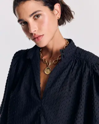 Blouse Janelle plumetis bleu nuit — photo 3