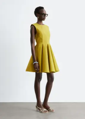 Robe courte plissée - Chartreuse — photo 4