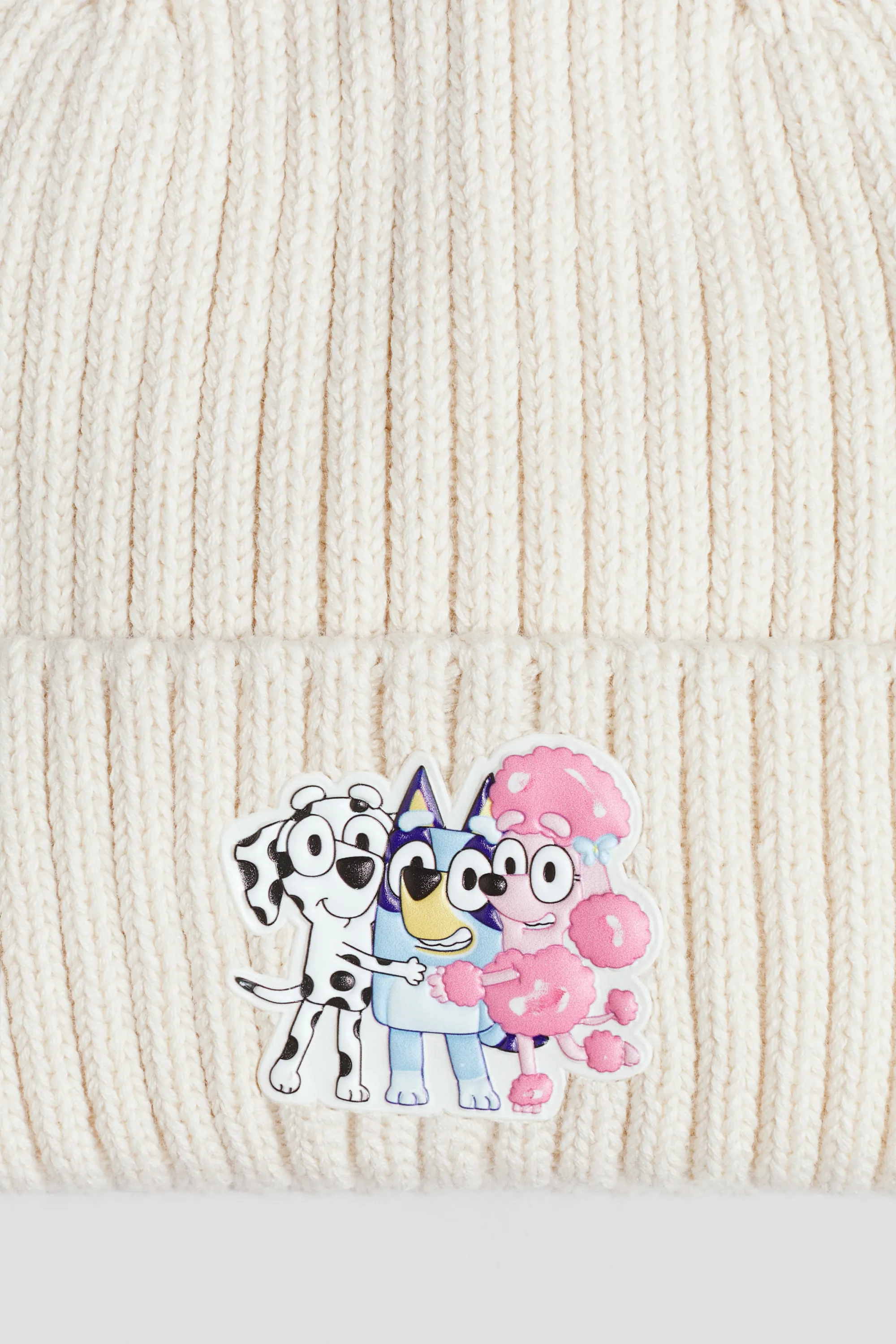 Bonnet en maille côtelée avec motif - Beige clair/Bluey