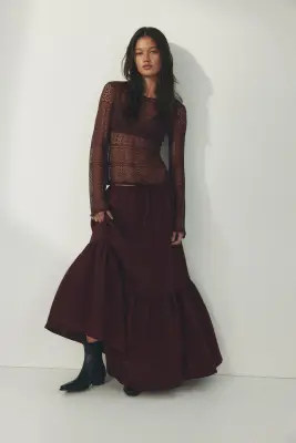Crêpe A-line skirt - Bordeaux — photo 1