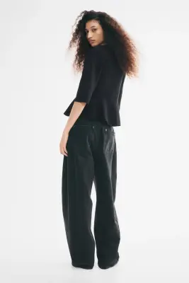 Fine-knit peplum cardigan - Noir — photo 2