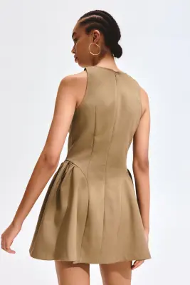 Robe avec jupe évasée - Beige — photo 3