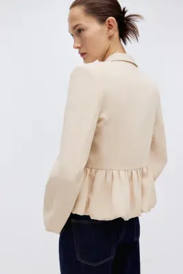 Blazer avec base à effet boule - Beige clair — photo 3