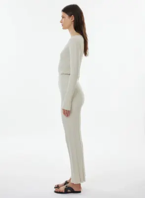 Pantalon en coton, viscose, élasthanne et fibre métallisée — photo 3