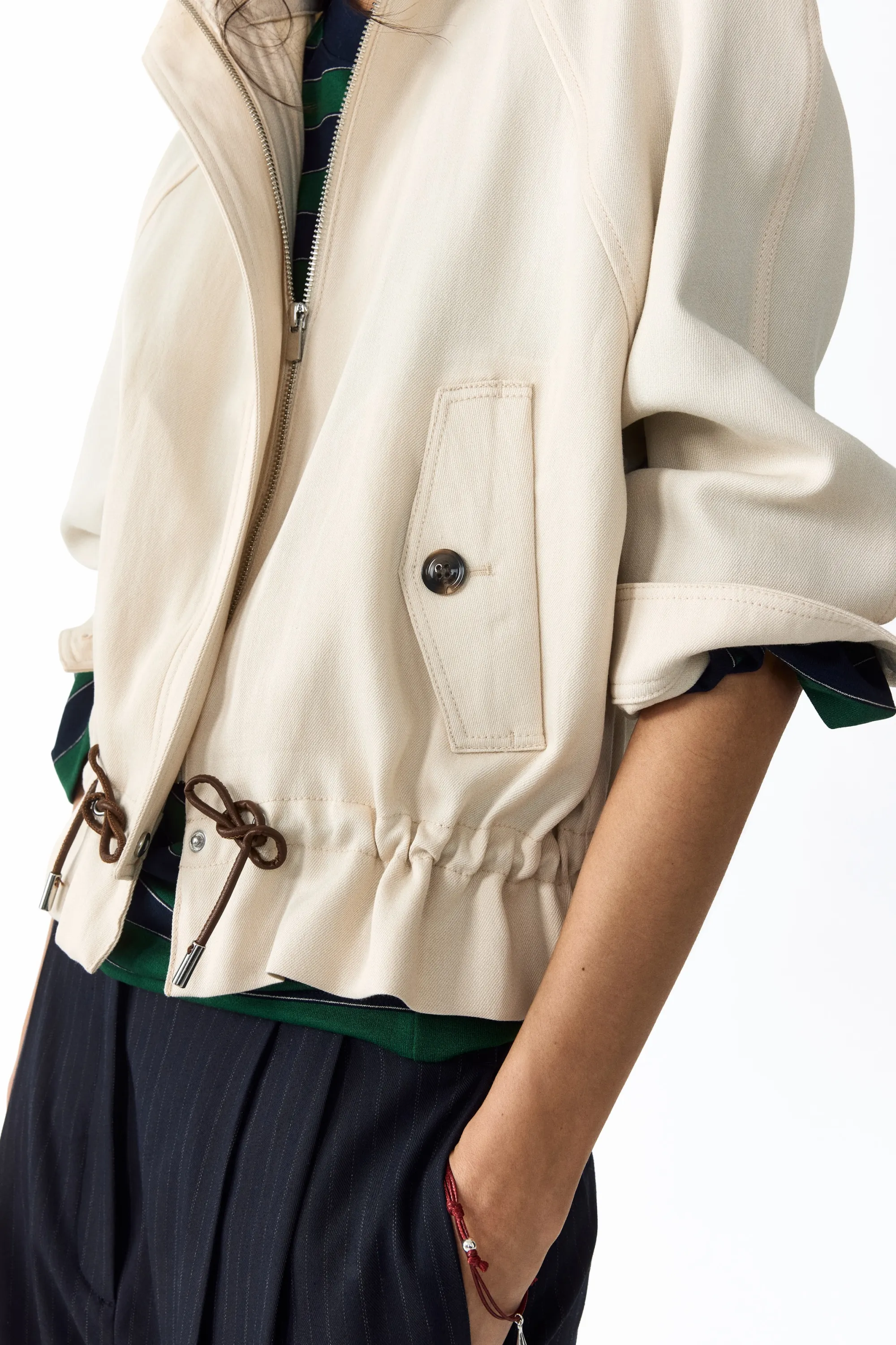 Veste oversize en lin mélangé - Beige clair